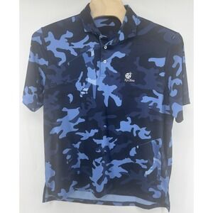 RLX Ralph Lauren AOP Camo Print Polo Shirt Ko Olina Golf Course Mens XL Blues